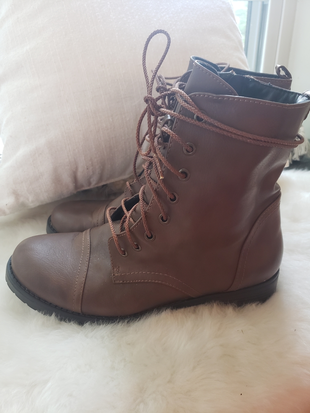 Women's Chestnut Combat Boots